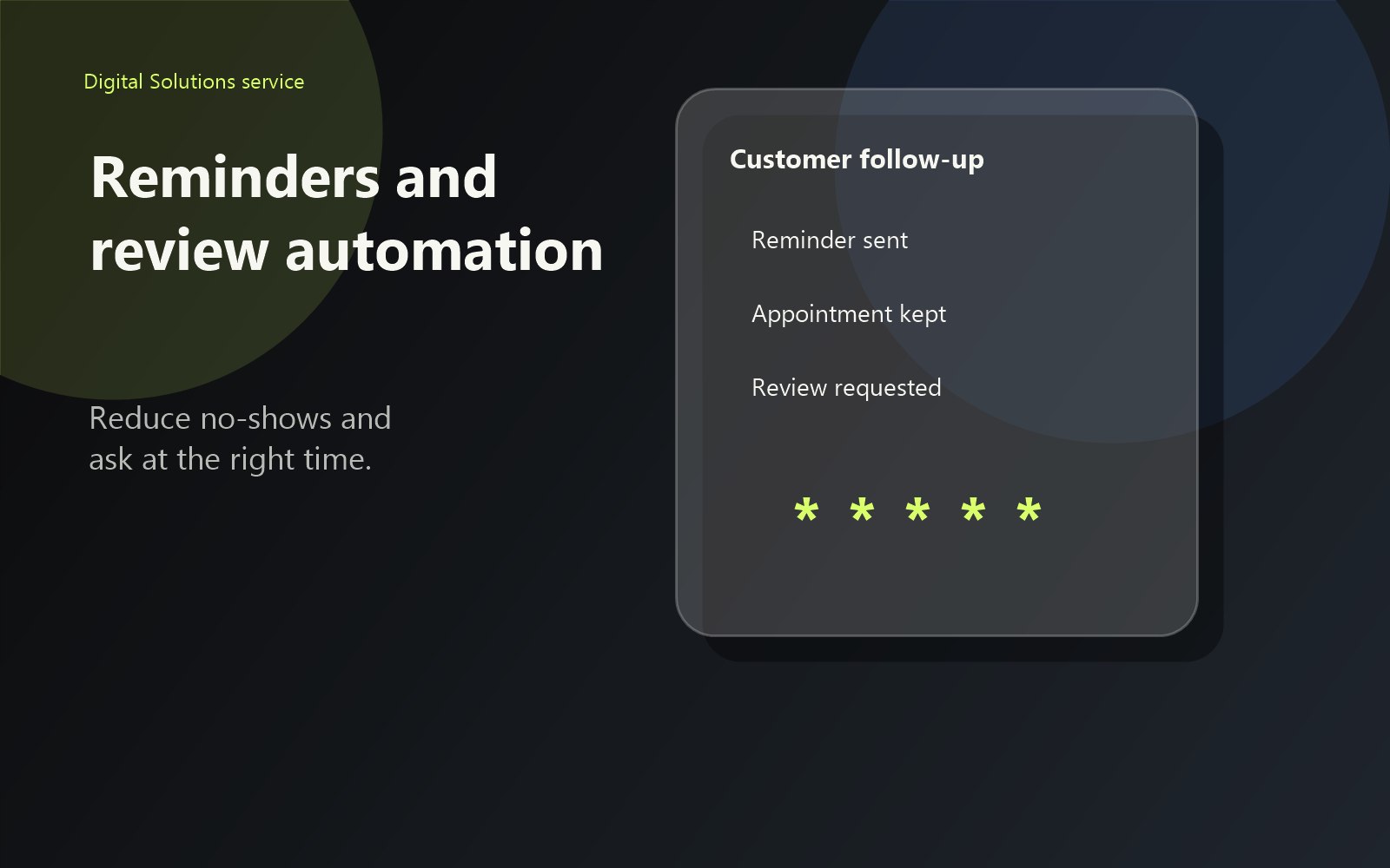 Reminder and review automation flow sending reminders and requesting customer reviews