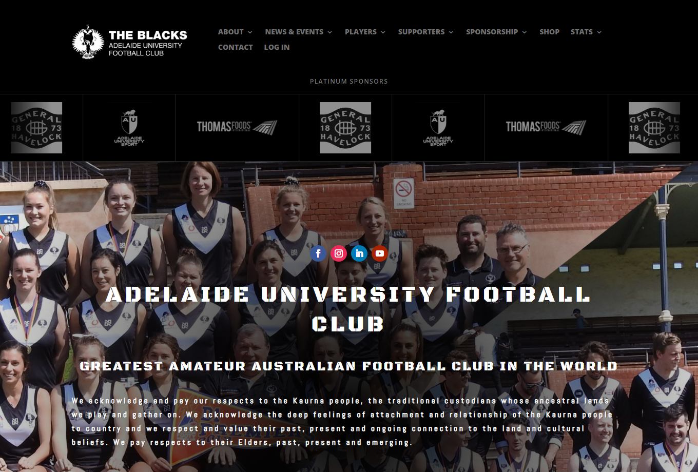 Adelaide University Football Club website preview